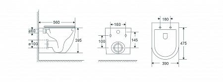 Подвесной унитаз безободковый Terminus Енисей Monolit 560х390 белый Буйнакск - фото 8