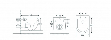 Подвесной унитаз безободковый Terminus Аврора Monolit 495х360 белый Буйнакск - фото 3