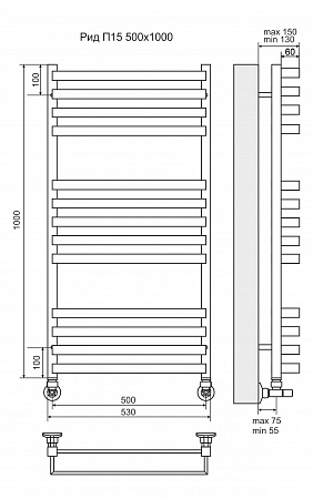 Рид П13 500х1000 Полотенцесушитель  TERMINUS Буйнакск - фото 3